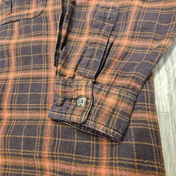 Vtg Venezia Plaid Flannel Shirt Womens 14/16 XL Brown Orange Swiftie Evermore - Picture 4 of 8